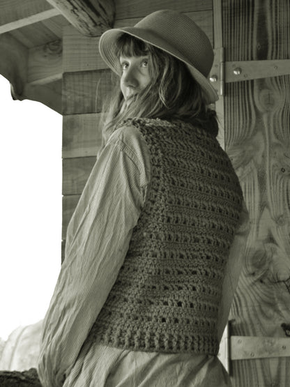 Dulcie Vest – Hand-Crochet Wool | Relaxed Fit, Woodland Style - No.5051