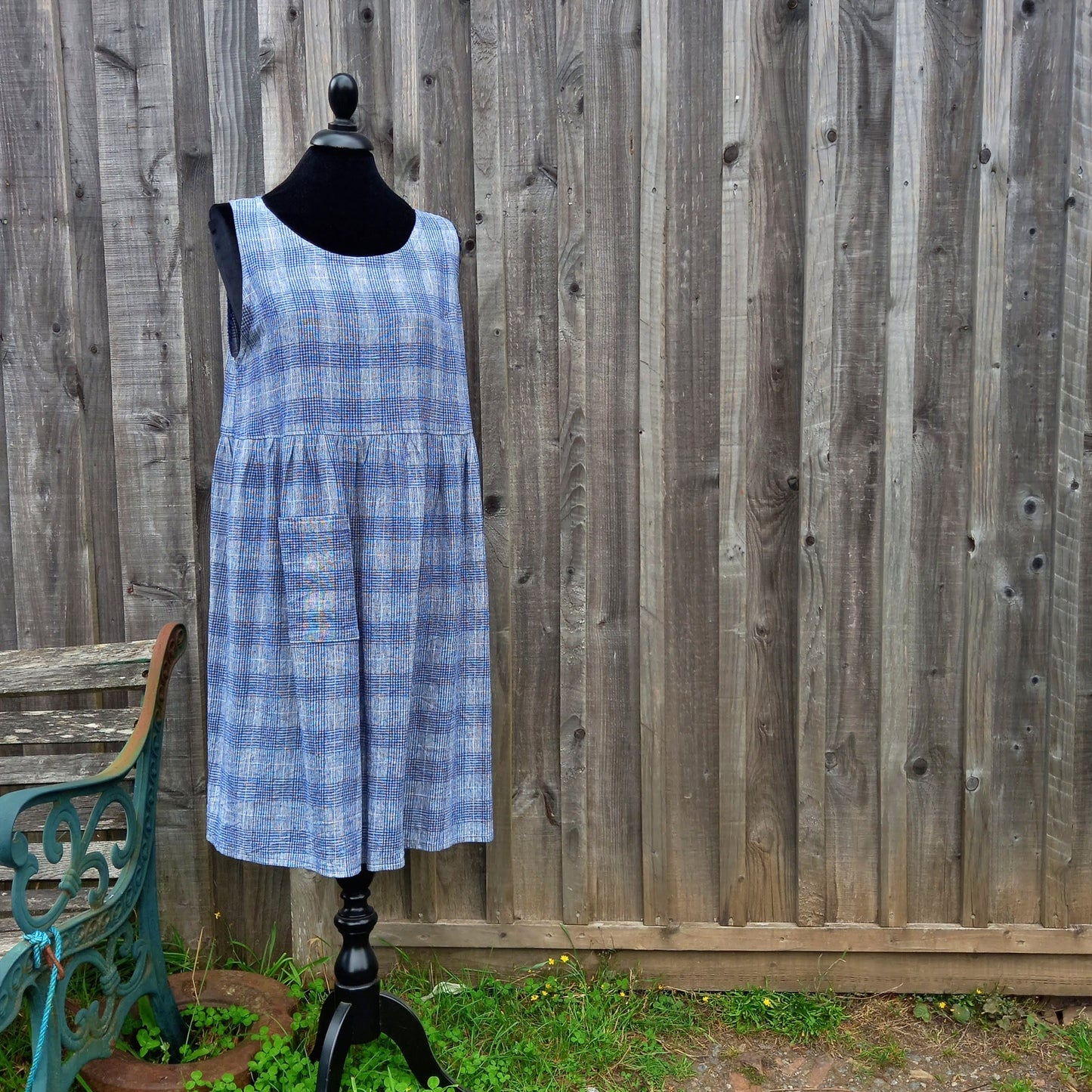 Peggy Dress - Check Linen Viscose | OOAK Oversized with Pockets - No.4871
