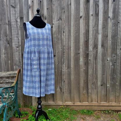 Peggy Dress - Check Linen Viscose | OOAK Oversized with Pockets - No.4871