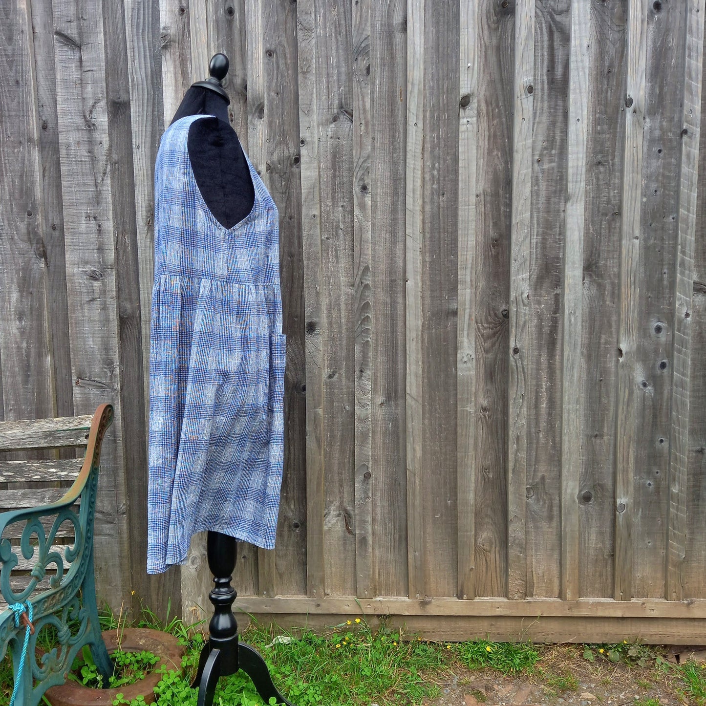 Peggy Dress - Check Linen Viscose | OOAK Oversized with Pockets - No.4871