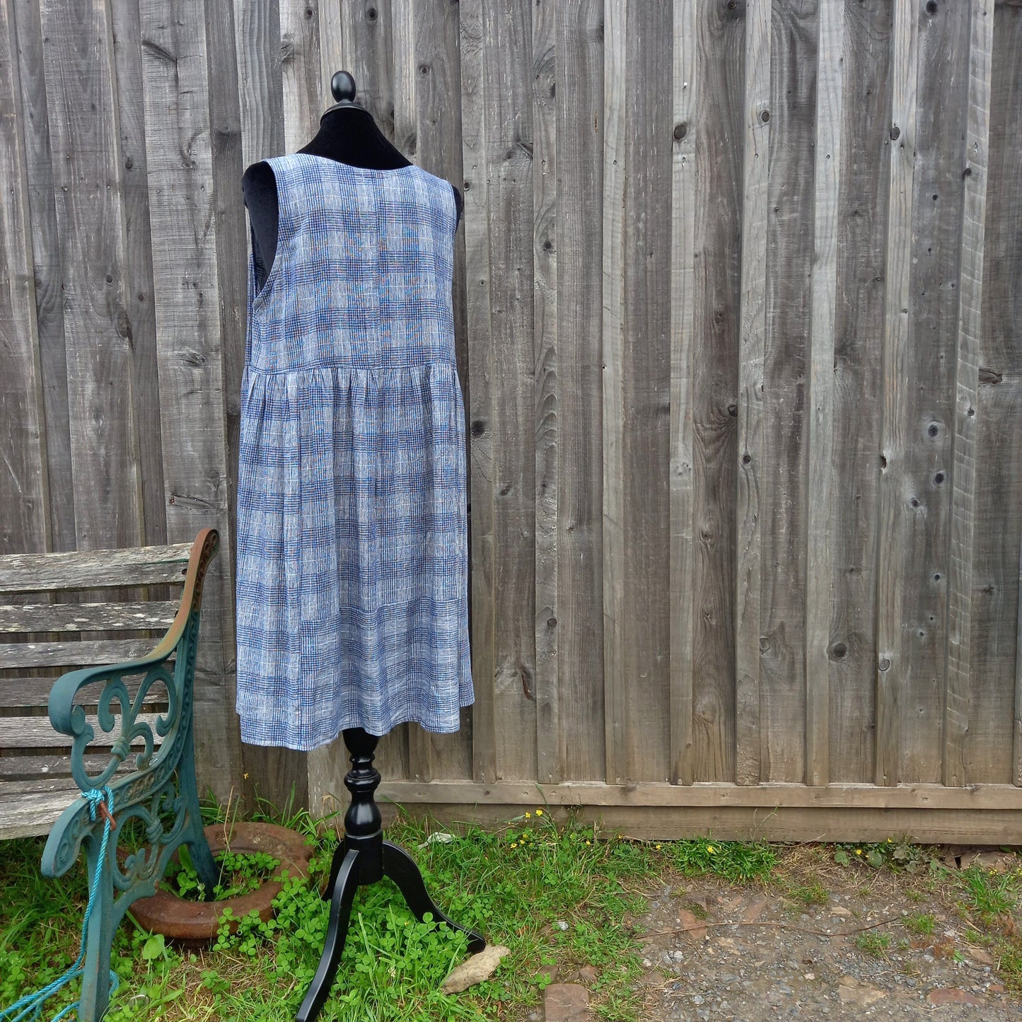 Peggy Dress - Check Linen Viscose | OOAK Oversized with Pockets - No.4871