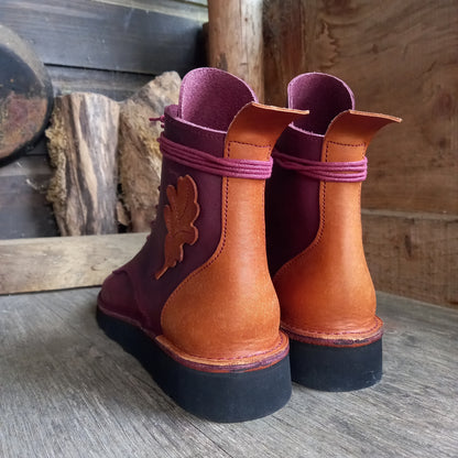 UK 6 - Cobweb Oak - Handmade Leather Boots | Short, Cottagecore Style - No.4953