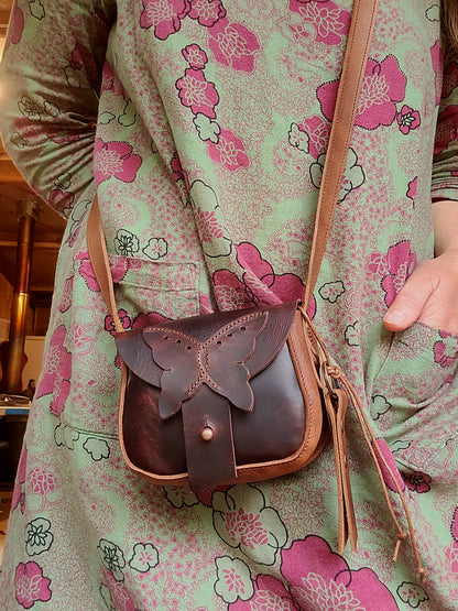Warble Ragglebloom – Leather Crossbody Bag | Dinky Size, Cottagecore Style - No.5134