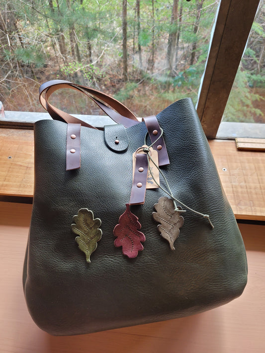 May Leather Tote Bag – Large Shoulder Bag | Handmade Woodland Style - No.5228