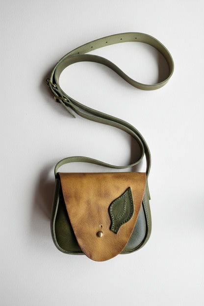 Warble Birch Leaf – Leather Crossbody Bag | Dinky Size, Woodland Style - No.5231