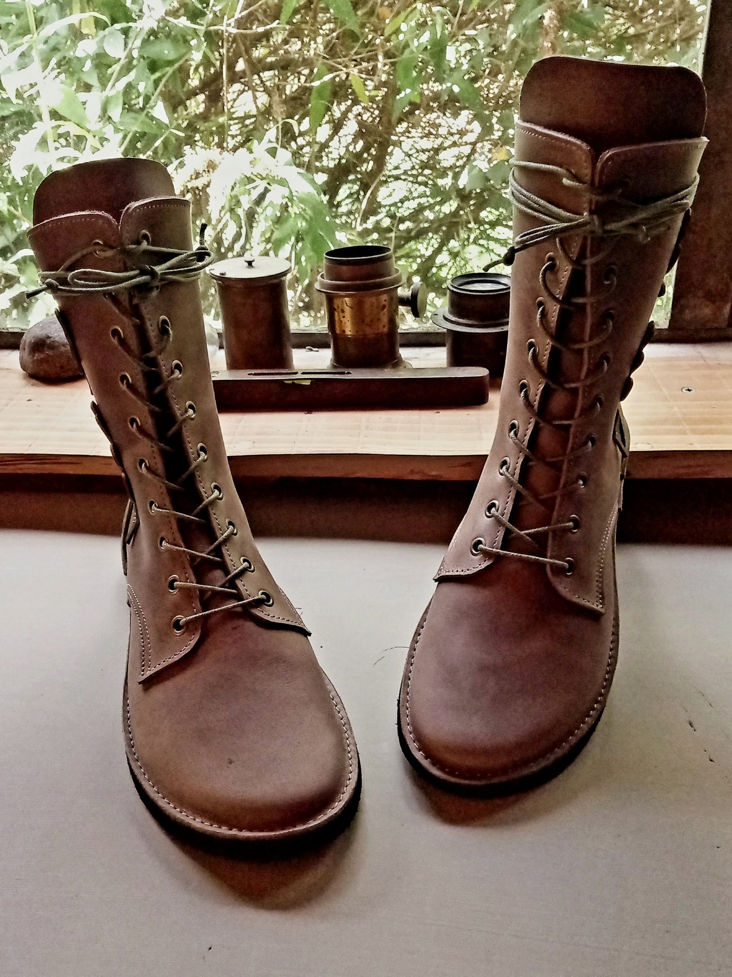 Frond Borrower Buttons - Handmade Leather Boots | Tall,  Cottagecore Style - Made to Order ✨