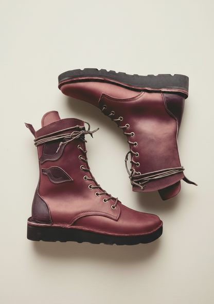 UK 5 - Frond Birch - Handmade Leather Boots | Tall, Woodland Style - No.4981
