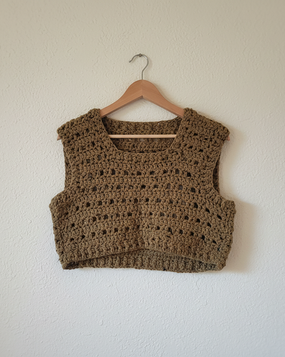Dulcie Vest – Hand-Crochet Wool | Relaxed Fit, Woodland Style - No.5051