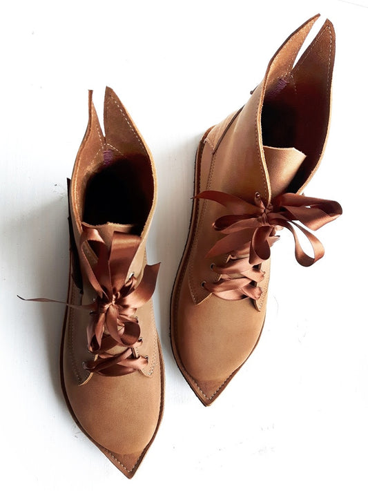 UK 6 - Mustardseed Nettle - Handmade Leather Boots | Short, Woodland Style - No.3212