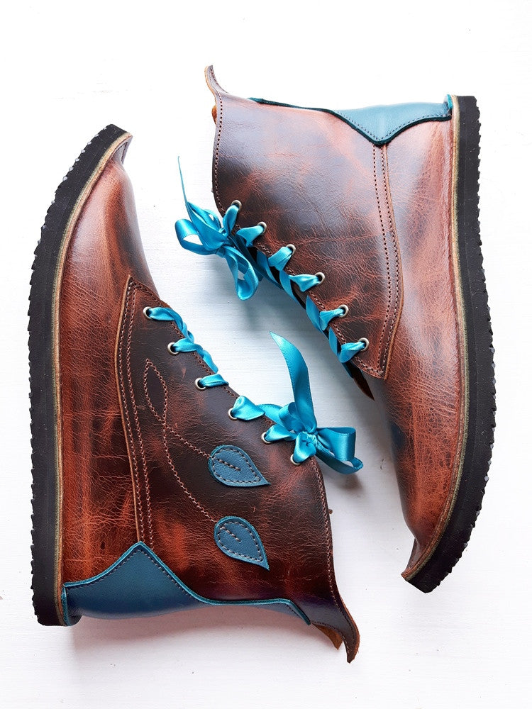 UK 4 - Mustardseed Nettle - Handmade Leather Boots | Short, Woodland Style - No.3211