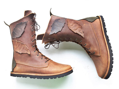 UK 7 - Tinker Nettle | Handmade Leather Boots | Tall, Woodland Style - No.3588