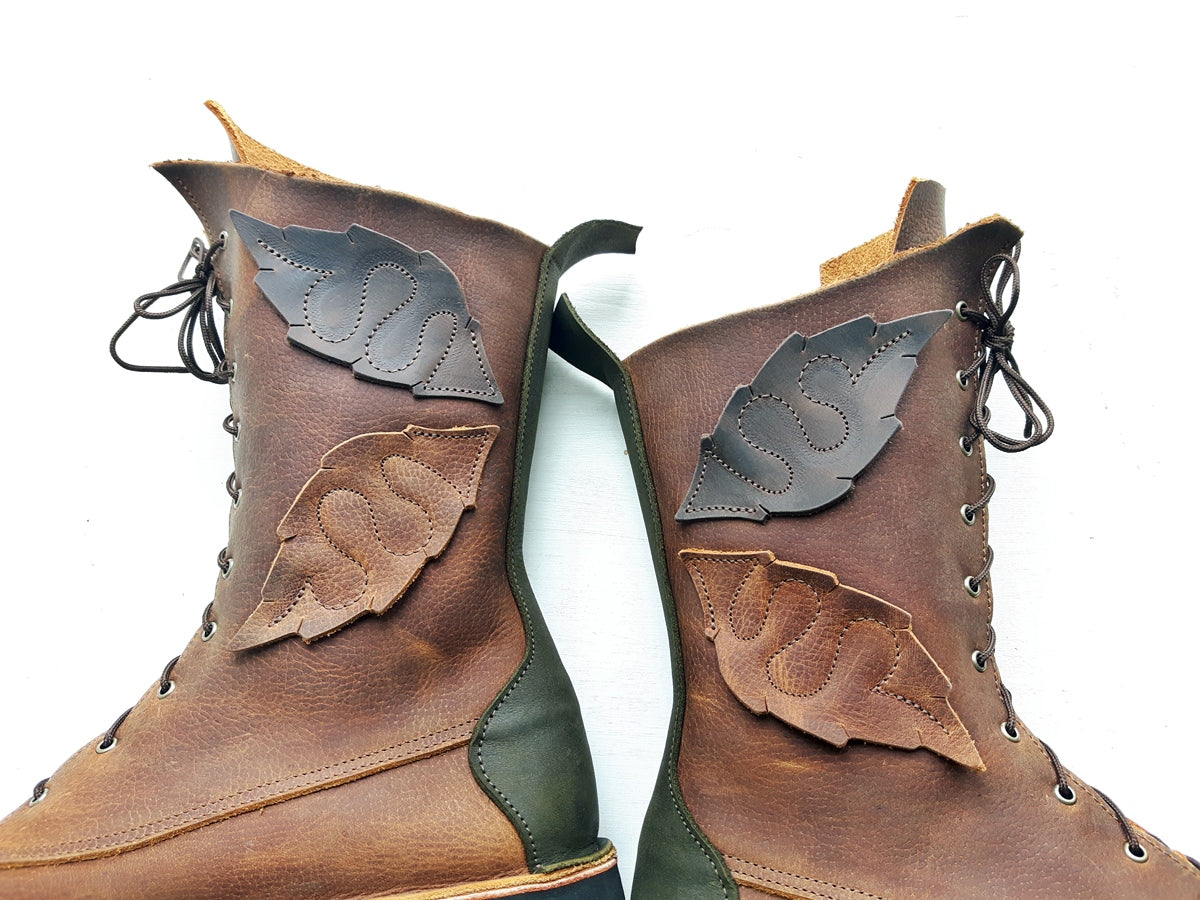 UK 7 - Tinker Nettle | Handmade Leather Boots | Tall, Woodland Style - No.3588