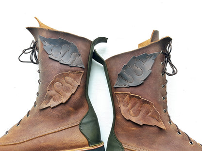 UK 7 - Tinker Nettle | Handmade Leather Boots | Tall, Woodland Style - No.3588