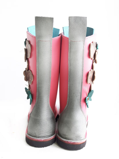 UK 6 - Tinker Flutterby | Handmade Leather Boots | Tall, Cottagecore Style - No.3589