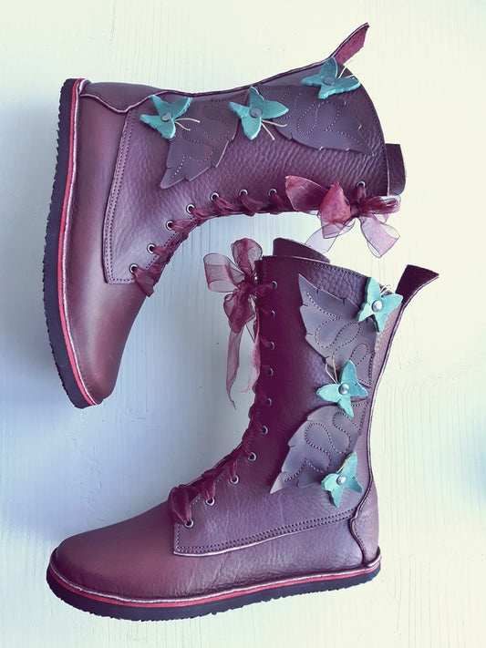UK 6 - Tinker Nettle | Handmade Leather Boots | Tall, Woodland Style - No.3602
