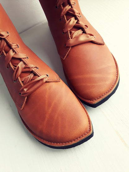 UK 7 - Twig Hoot - Handmade Leather Boots | Mid Height, Woodland Style - No.3631