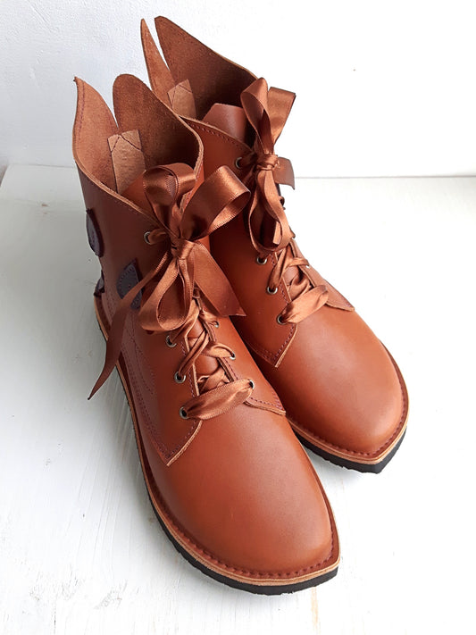 UK 4 - Mustardseed Pimpernel  - Handmade Leather Boots | Short, Woodland Style - No.3784