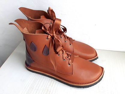 UK 4 - Mustardseed Pimpernel  - Handmade Leather Boots | Short, Woodland Style - No.3784