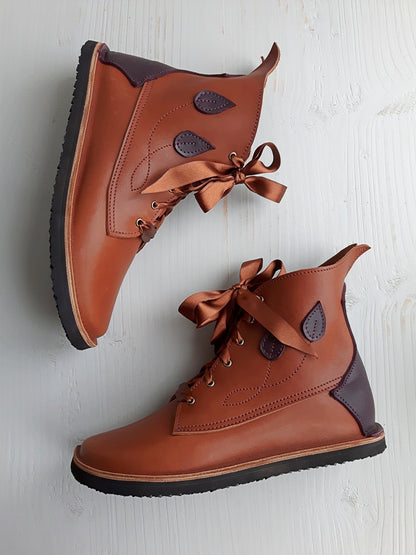 UK 4 - Mustardseed Pimpernel  - Handmade Leather Boots | Short, Woodland Style - No.3784