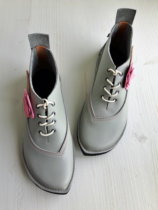 UK 5 - Wisp Ragglebloom- Handmade Leather Boots | Short, Cottagecore Style - No.3761