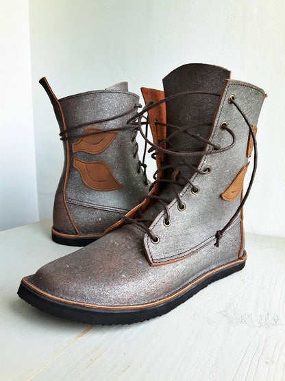 UK 6 - TWIG Birch - Handmade Leather Boots | Tall, Woodland Style - No.3867