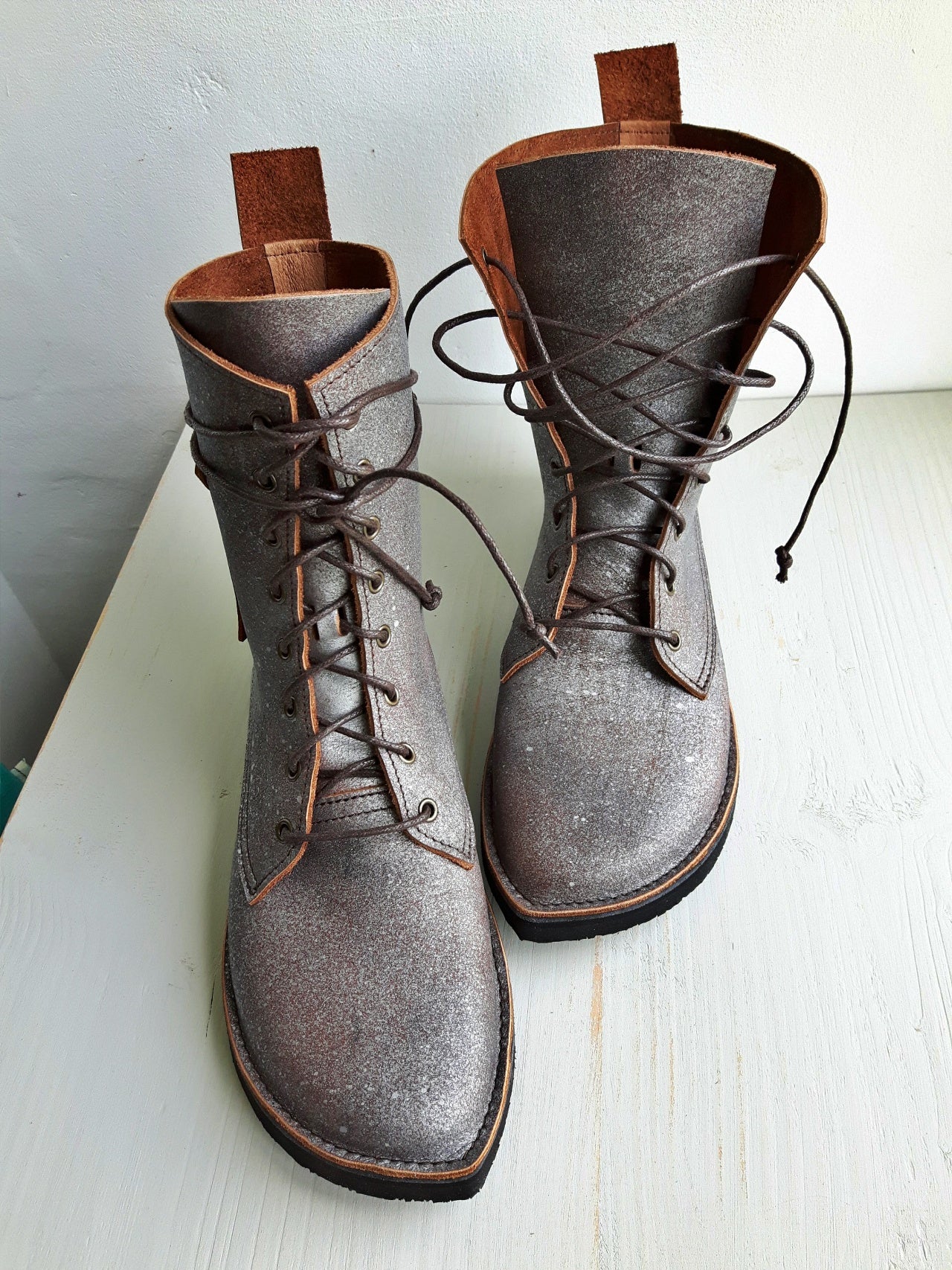 UK 6 - TWIG Birch - Handmade Leather Boots | Tall, Woodland Style - No.3867
