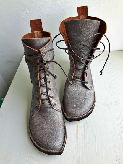 UK 6 - TWIG Birch - Handmade Leather Boots | Tall, Woodland Style - No.3867