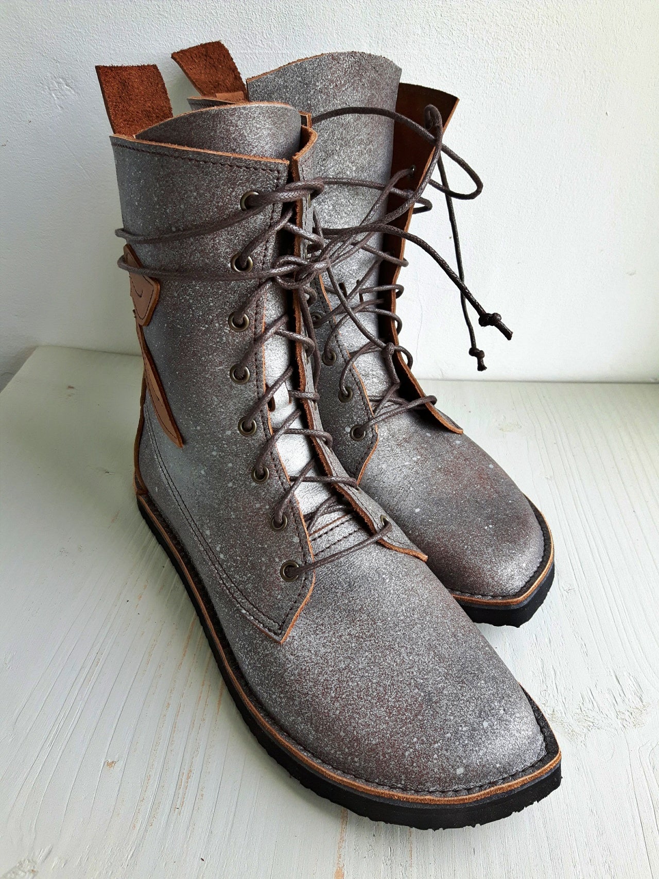 UK 6 - TWIG Birch - Handmade Leather Boots | Tall, Woodland Style - No.3867
