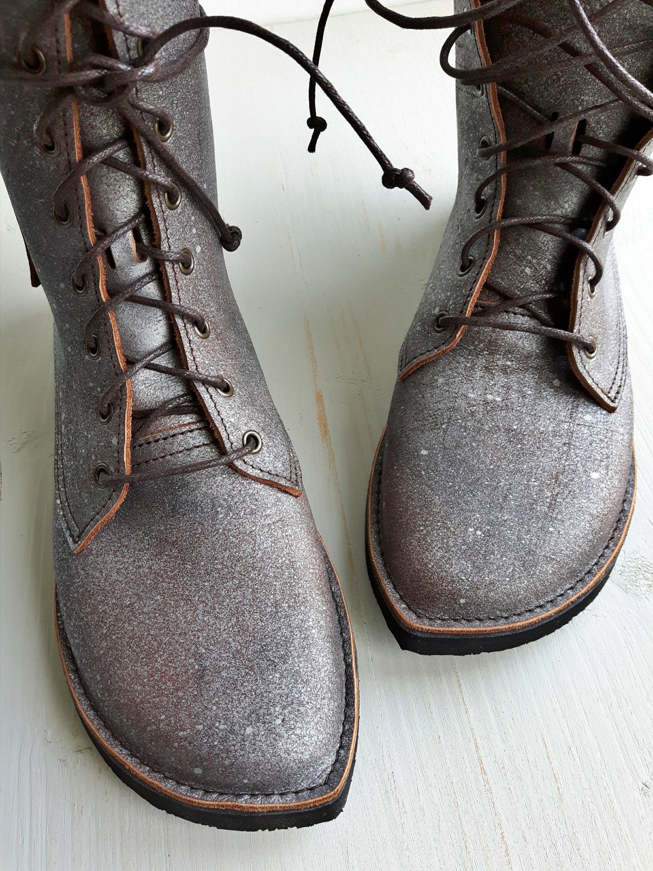 UK 6 - TWIG Birch - Handmade Leather Boots | Tall, Woodland Style - No.3867
