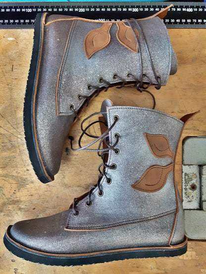 UK 6 - TWIG Birch - Handmade Leather Boots | Tall, Woodland Style - No.3867