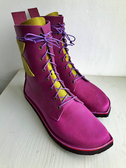 UK 7 - TWIG Birch - Handmade Leather Boots | Tall, Woodland Style - No.3869