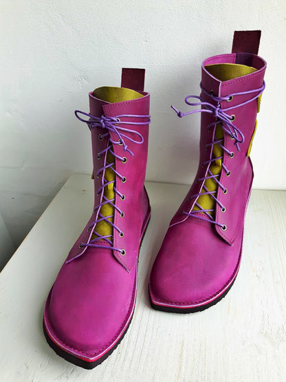 UK 7 - TWIG Birch - Handmade Leather Boots | Tall, Woodland Style - No.3869
