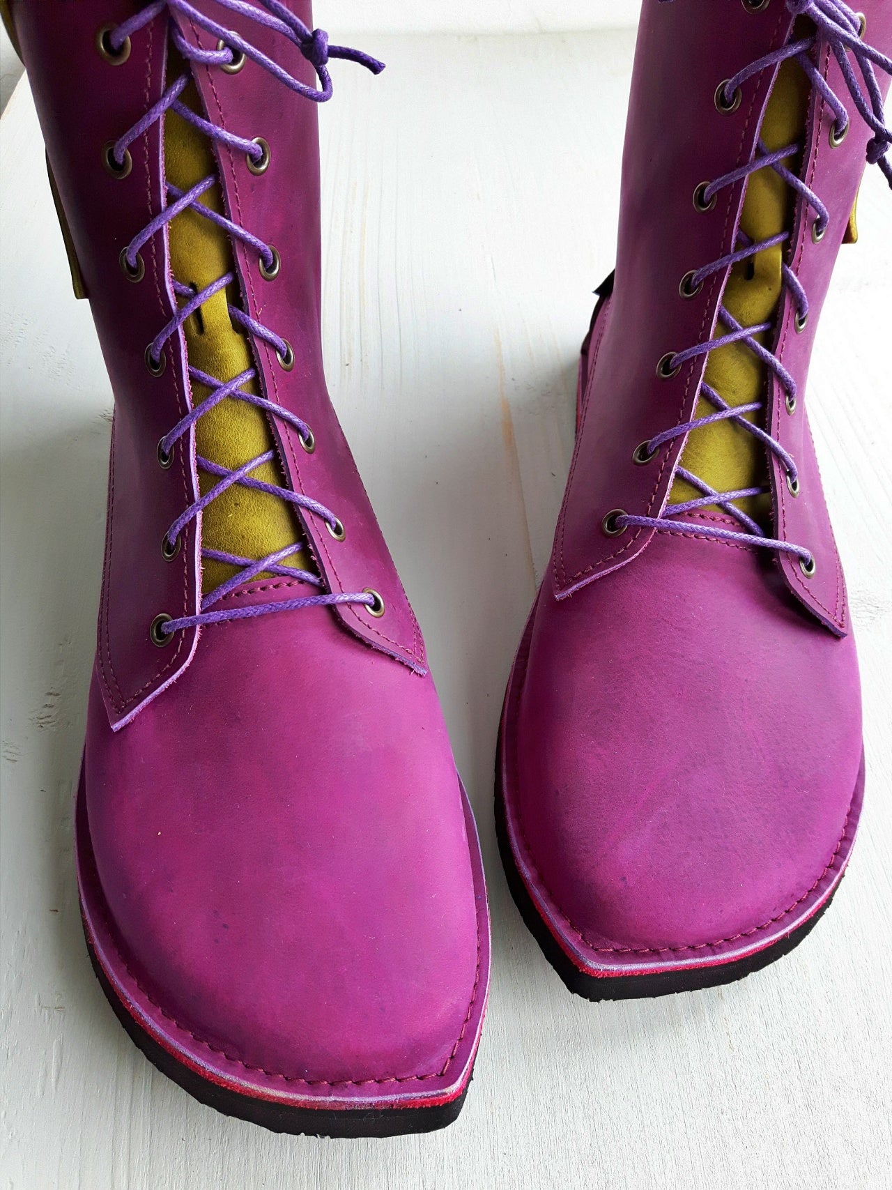 UK 7 - TWIG Birch - Handmade Leather Boots | Tall, Woodland Style - No.3869