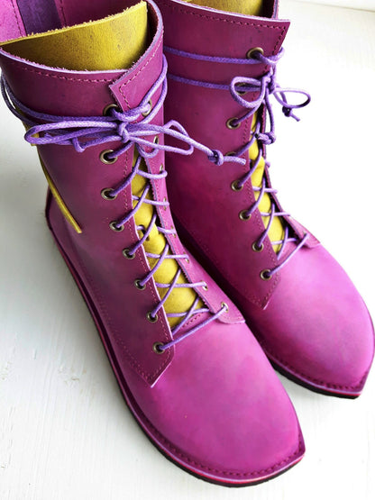 UK 7 - TWIG Birch - Handmade Leather Boots | Tall, Woodland Style - No.3869