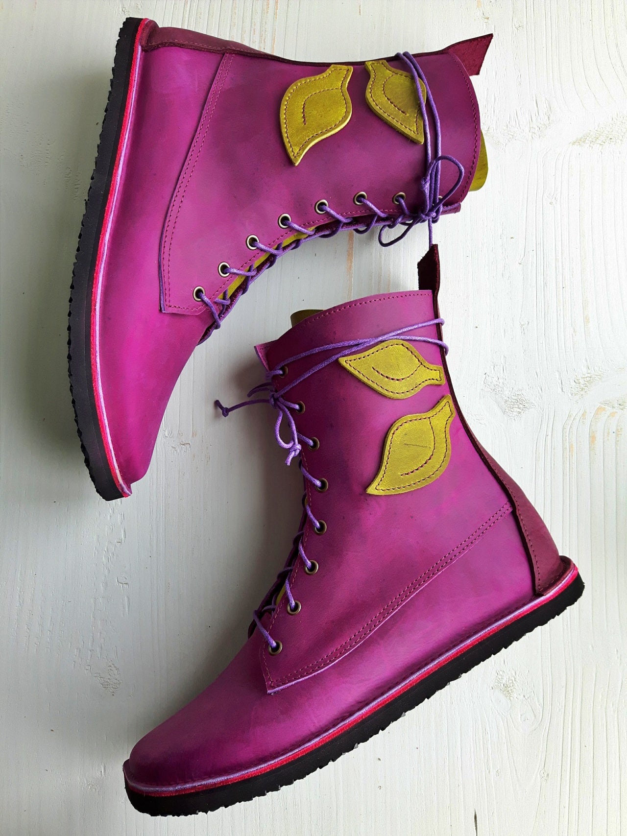 UK 7 - TWIG Birch - Handmade Leather Boots | Tall, Woodland Style - No.3869