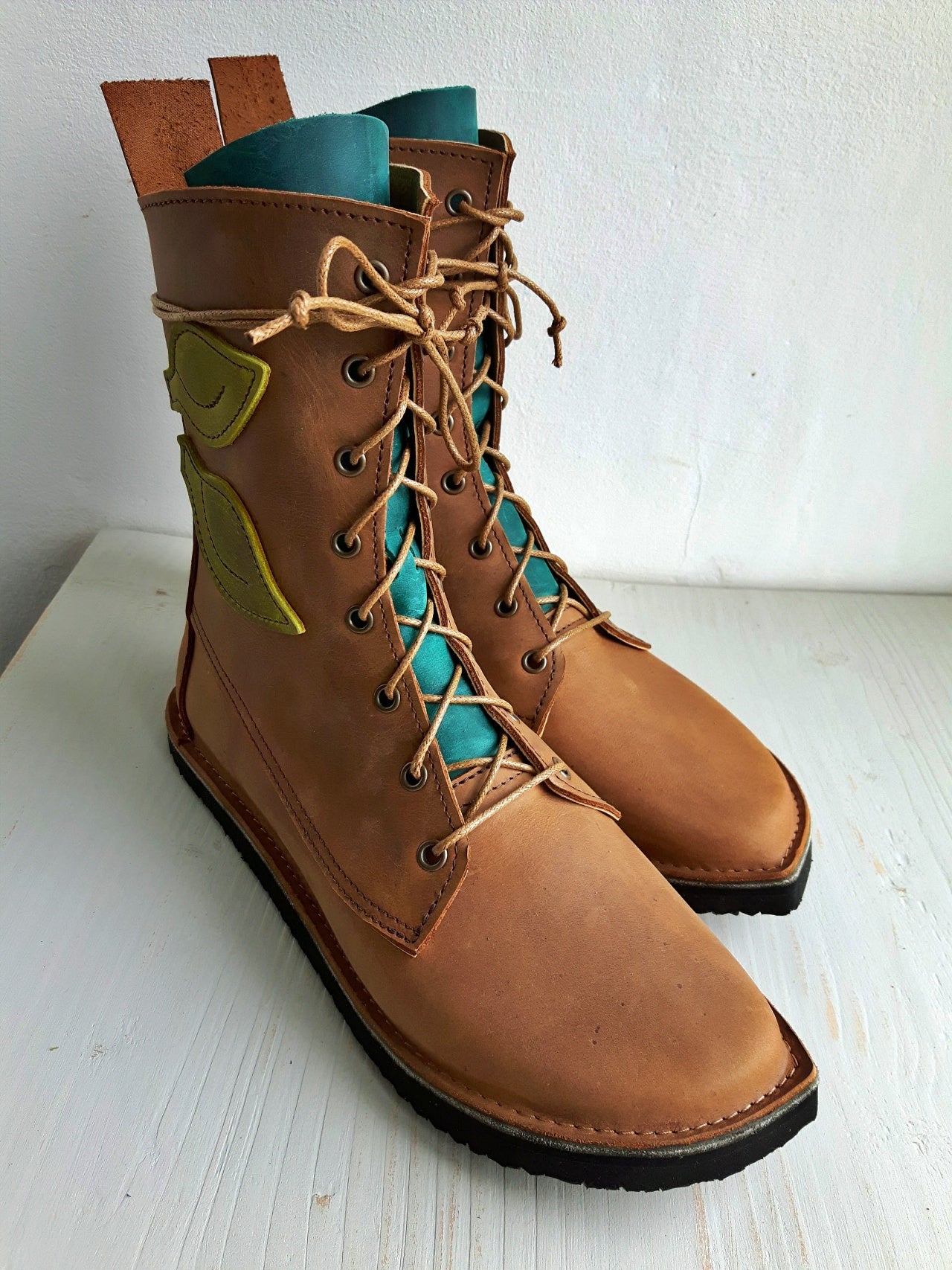 UK 4 - Twig Birch - Handmade Leather Boots | Mid Height, Woodland Style - No.3866