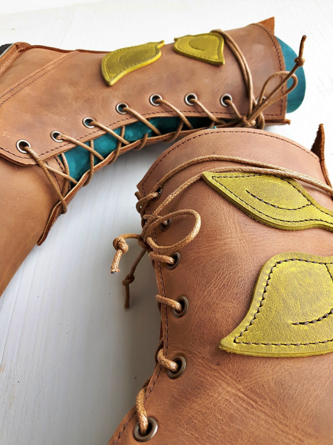 UK 4 - Twig Birch - Handmade Leather Boots | Mid Height, Woodland Style - No.3866