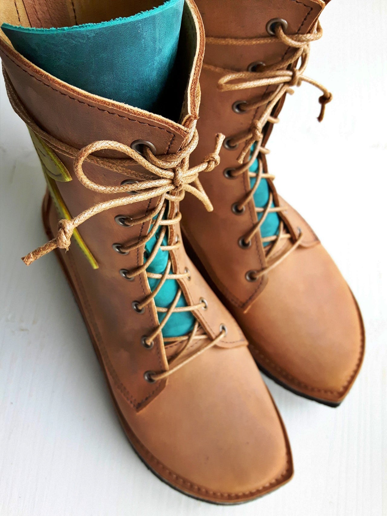 UK 4 - Twig Birch - Handmade Leather Boots | Mid Height, Woodland Style - No.3866