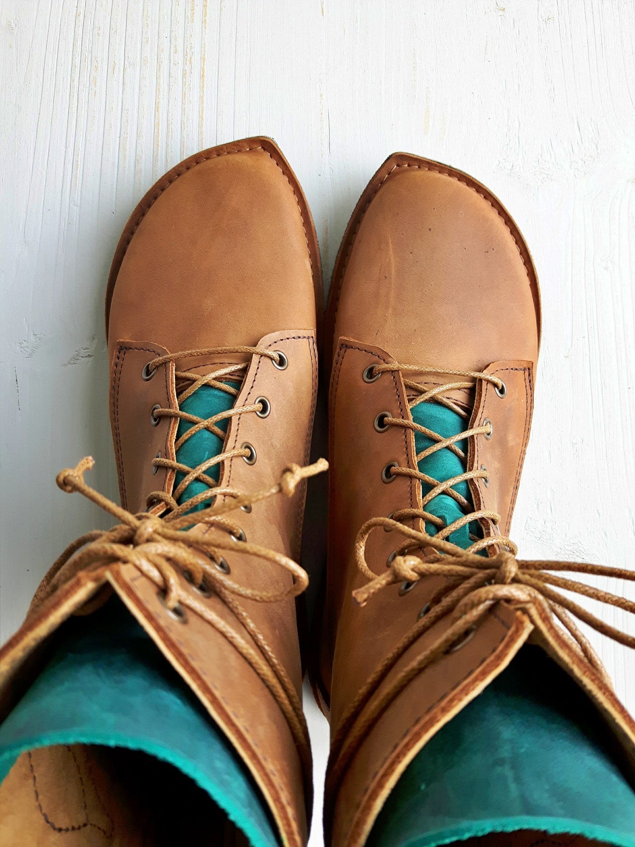 UK 4 - Twig Birch - Handmade Leather Boots | Mid Height, Woodland Style - No.3866