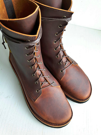UK 6 - TWIG Button - Handmade Leather Boots | Tall, Cottagecore Style - No.3891