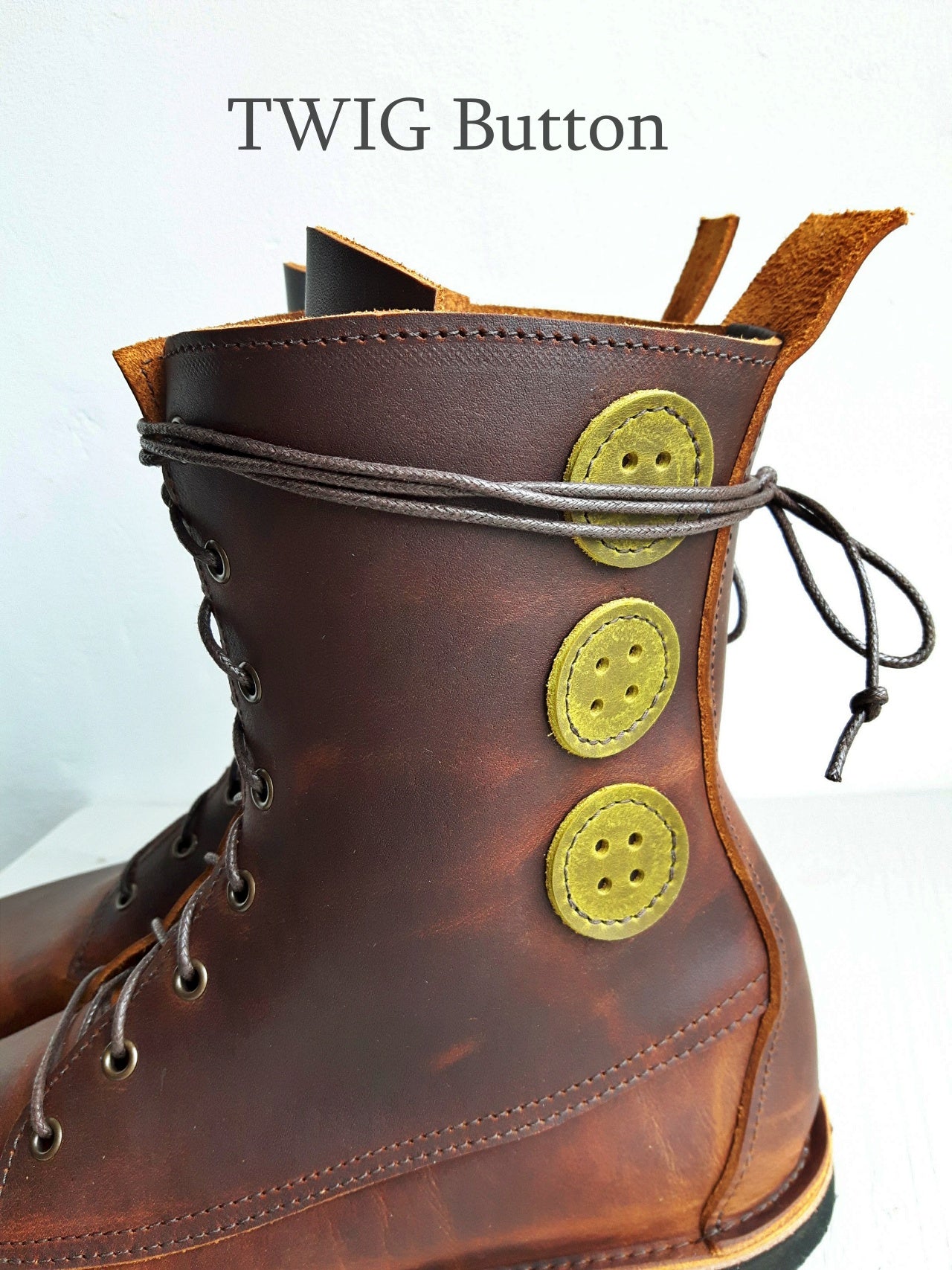 UK 6 - TWIG Button - Handmade Leather Boots | Tall, Cottagecore Style - No.3891