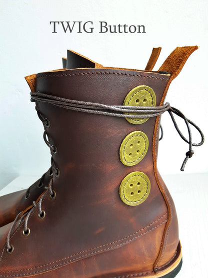 UK 6 - TWIG Button - Handmade Leather Boots | Tall, Cottagecore Style - No.3891