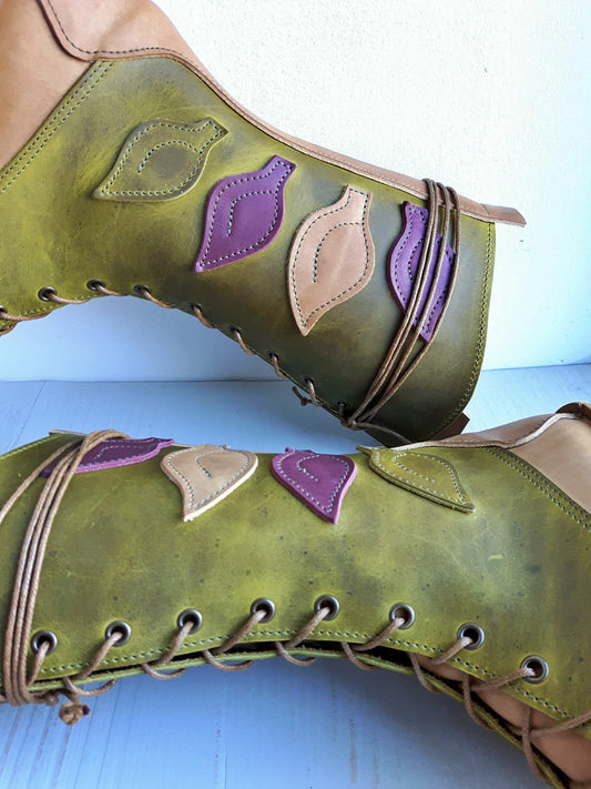 UK 7 - Tinker Birch | Handmade Leather Boots | Tall, Woodland Style - No.3920