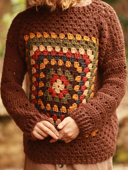 Tilda Jumper – Hand-Crochet Wool | Relaxed Longer Fit, Cottagecore Style - Autumn Bliss