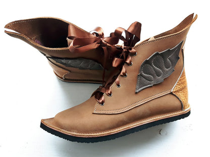 UK 6 - Mustardseed Nettle - Handmade Leather Boots | Short, Woodland Style - No.3212